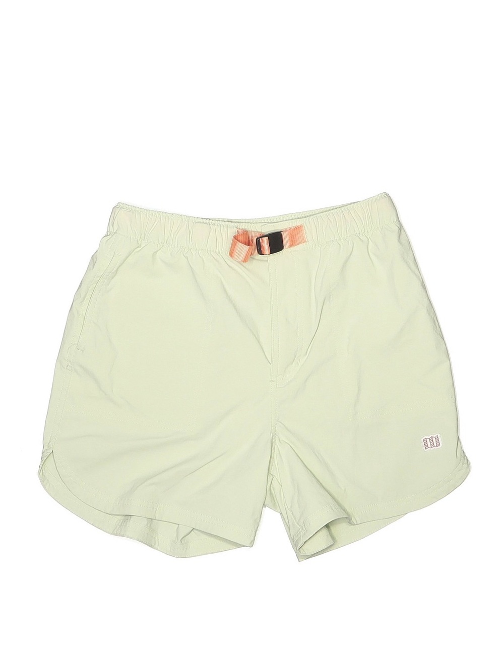 Topo Designs Light Mint Green River Shorts with Peach Belt